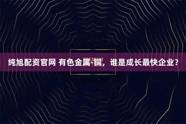 纯旭配资官网 有色金属·铜，谁是成长最快企业？